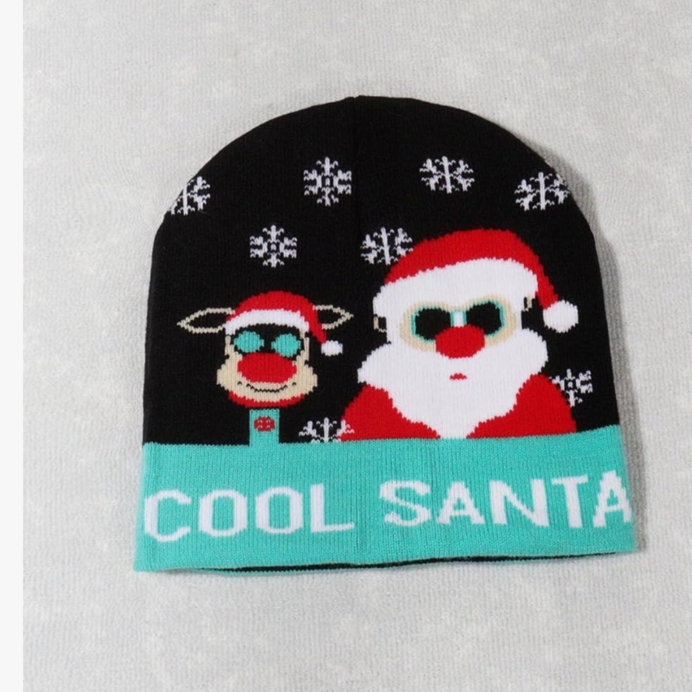 Chic Nation Black and Red Cool Santa Hat light up hat